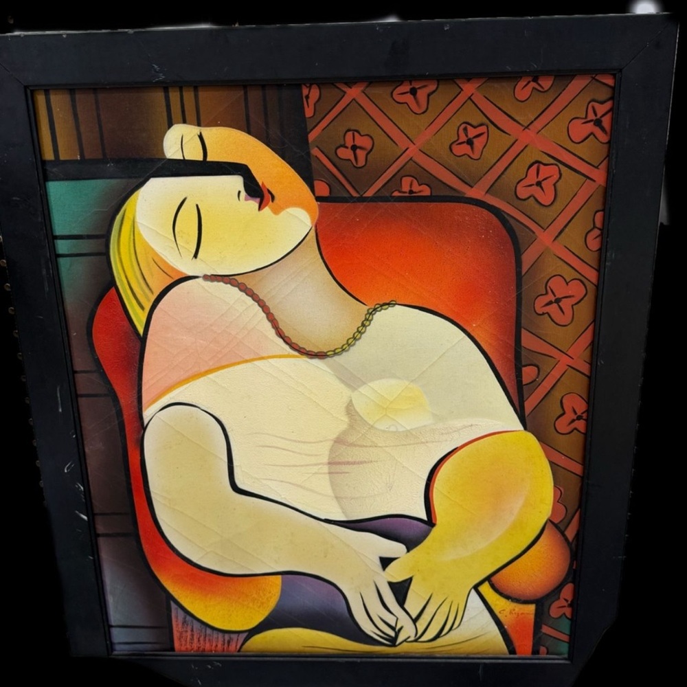 Cubist Portrait of a Woman" by C. Ryan 33 X 30 Frame
